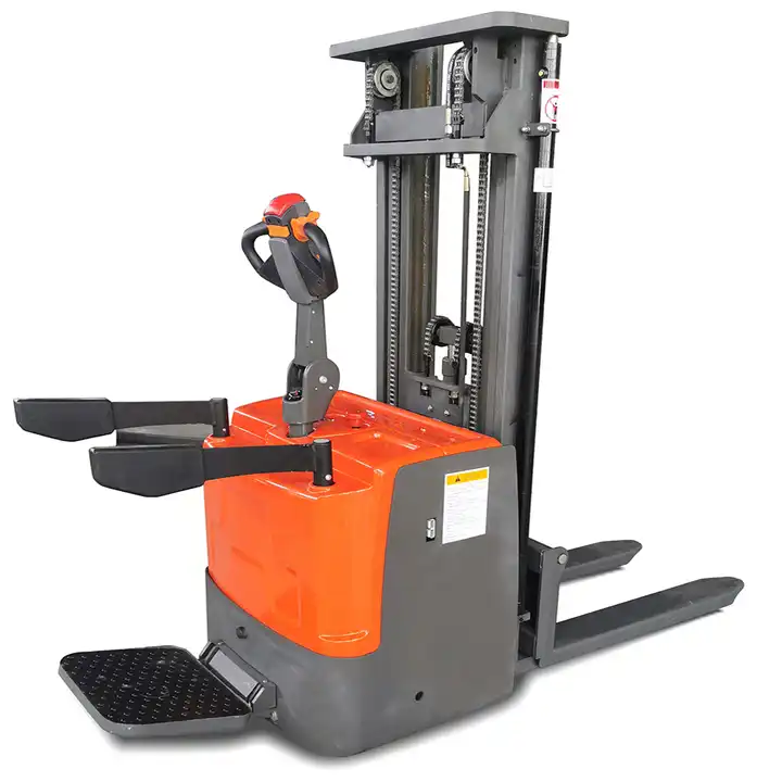 Triple-cylinder mast type double cylinder free lift 2 tons 4.5 m Straddle Electric Pallet Stacker
