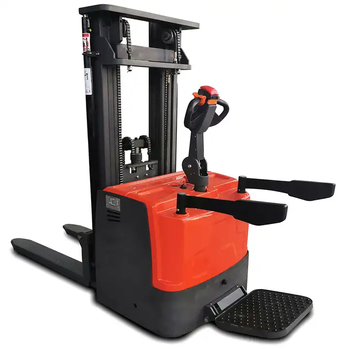Triple-cylinder mast type double cylinder free lift 2 tons 4.5 m Straddle Electric Pallet Stacker