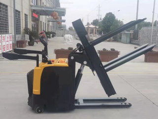 1500kg electric rotating stacker straddle lift with pallet rotator for warehouse handling